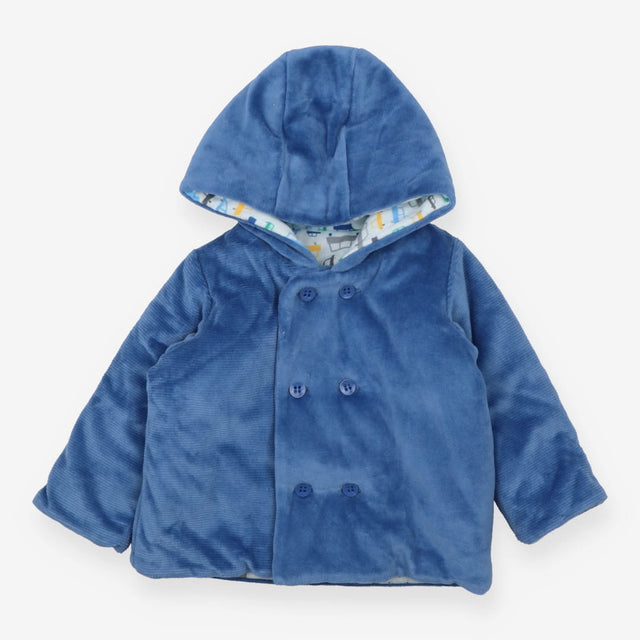 Jacket hooded blue velour car lining