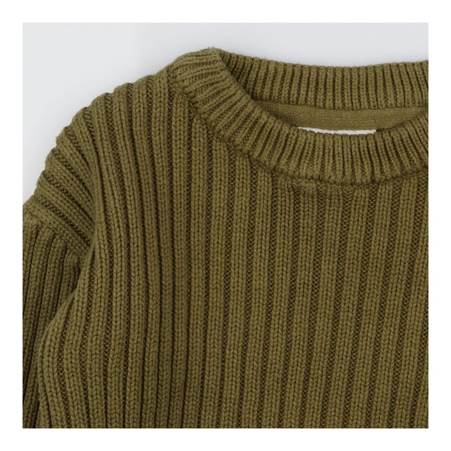 Sweater green ribbed pockets