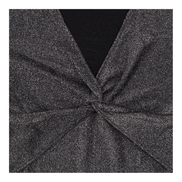 Top Black Silver Metallic Twist Front Sparkle