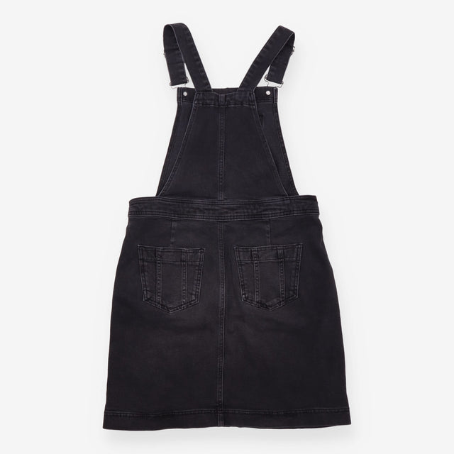 Dress Washed Black Denim Cotton Dungaree Pinafore