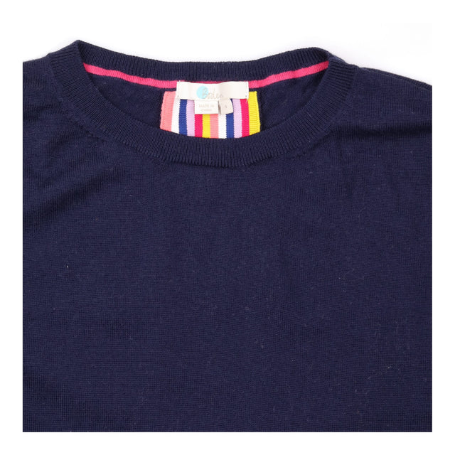 Knit Jumper Crew Neck Navy Blue Rainbow Stripe