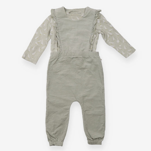 Little Dutch Dungaree with Long Sleeved Top Greige