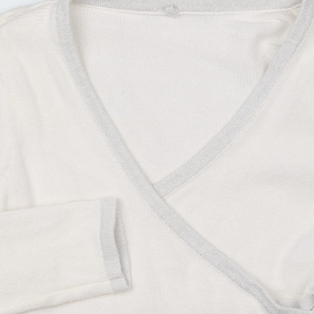 Wrap over Cardigan White and Silver