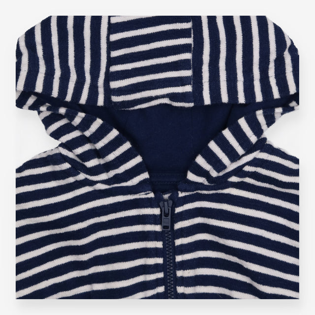 Hoodie zip navy and white striped