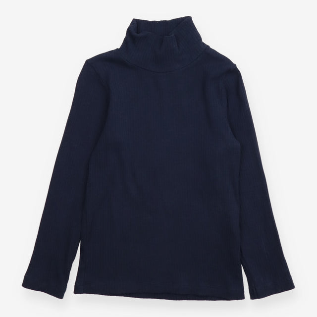 Navy Ribbed Roll Neck Long Sleeve