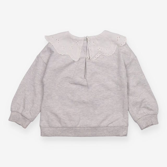 Sweater jersey grey with white collar rabbit cycli