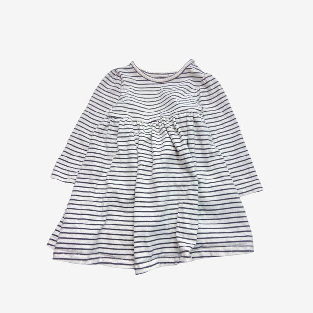 White and Grey Stripe Jersey Dress