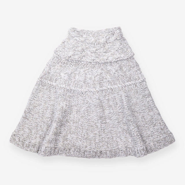 Chunky Cable Knit Poncho Grey Button Front