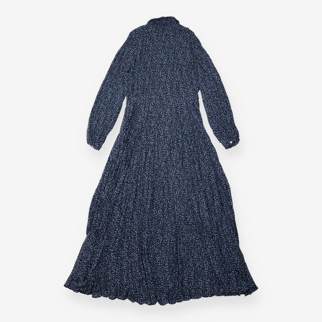 Midi Dress Navy Blue Abstract Spot Print