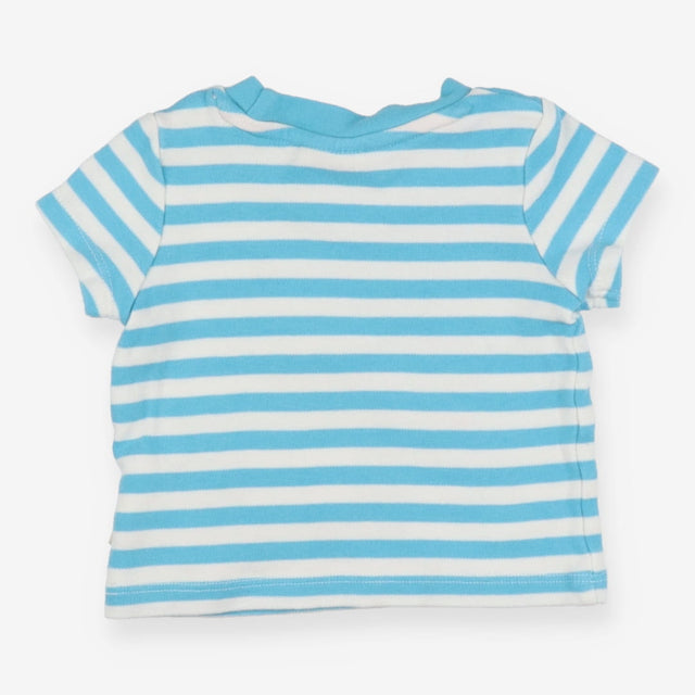 Tee SS blue stripe centipede boots