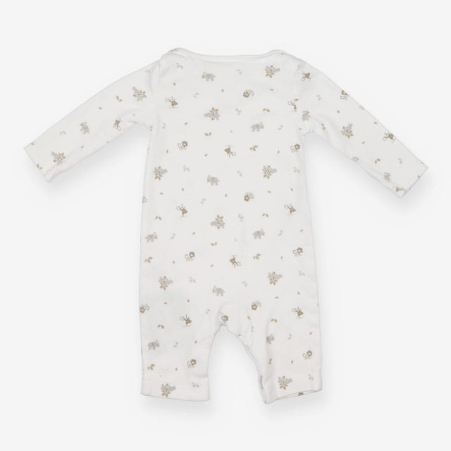 Sleepsuit Footless White Jungle Animals and Leaves
