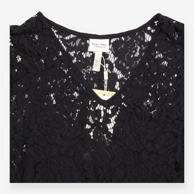 Midi Dress Black Floral Lace Short Sleeve