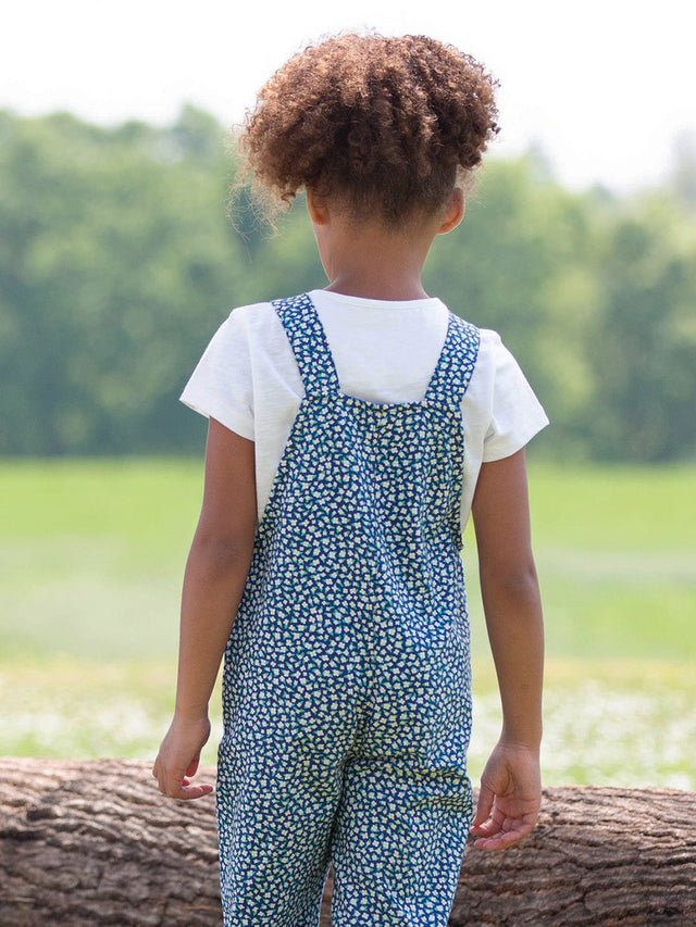 Dinky ditsy dungarees navy