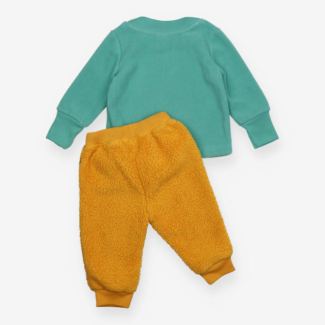 Fleece Sweater Turquoise Veggies and Yellow Fleece