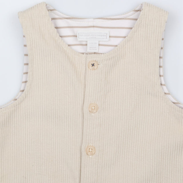 Dungarees Cord Cream with Brown Stripe Lining