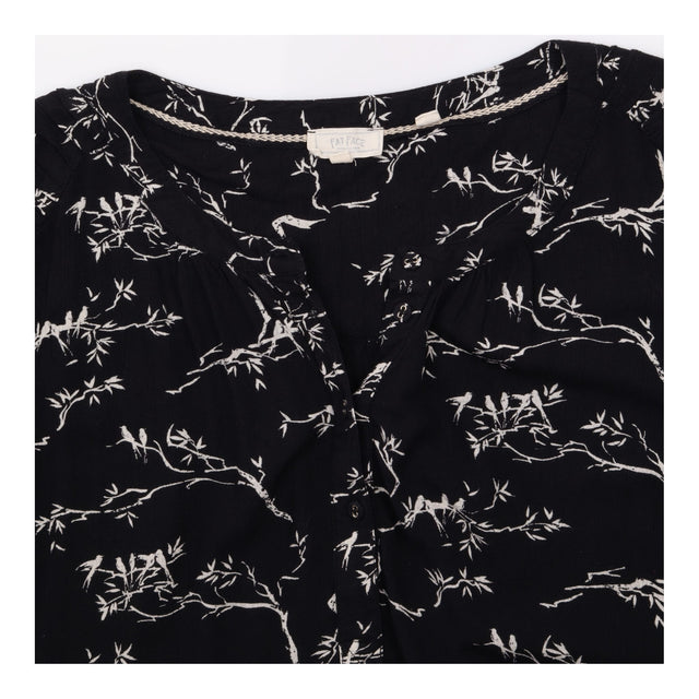 Black Cream Bird and Branch Print Short Sleeve Hen