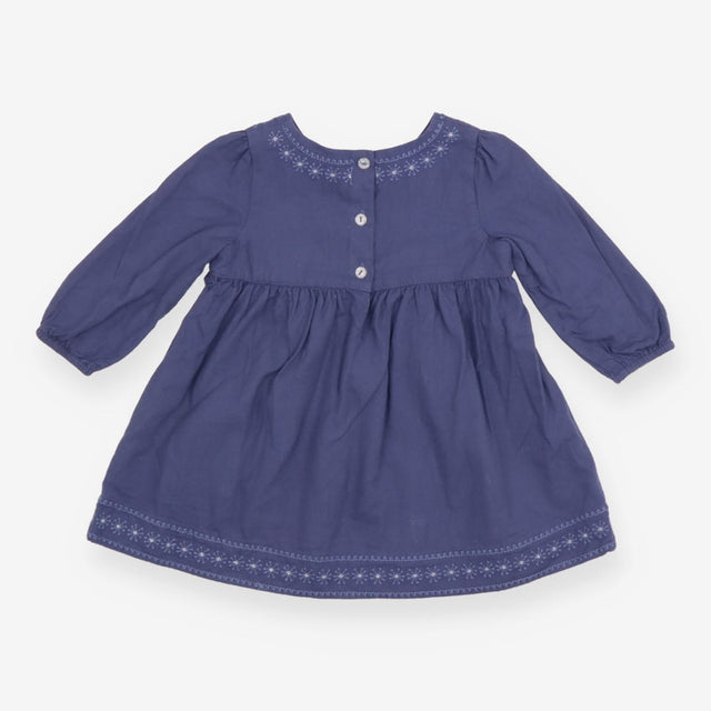 Dress LS blue silver centre flowers