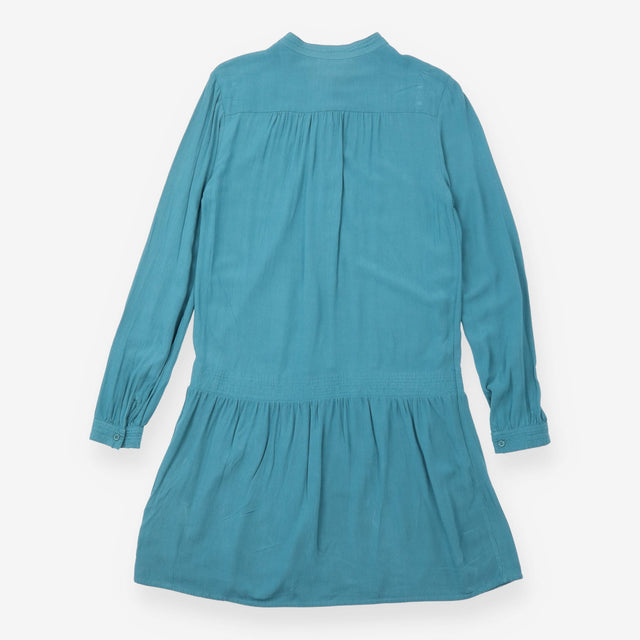 Shirt Dress Teal Blue Long Sleeve Mini Viscose