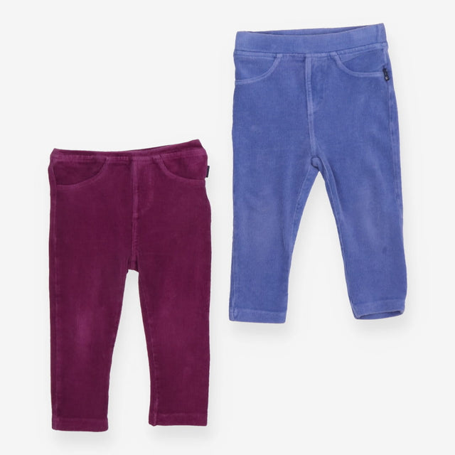 Leggings ribbed velour blue and plum