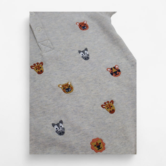 Bodysuit Collared Cream with Safari Appliques