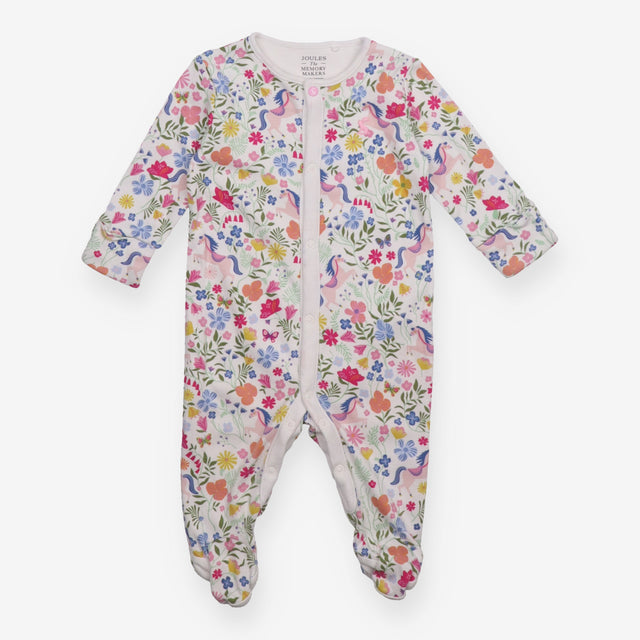 Sleepsuit white floral unicorn