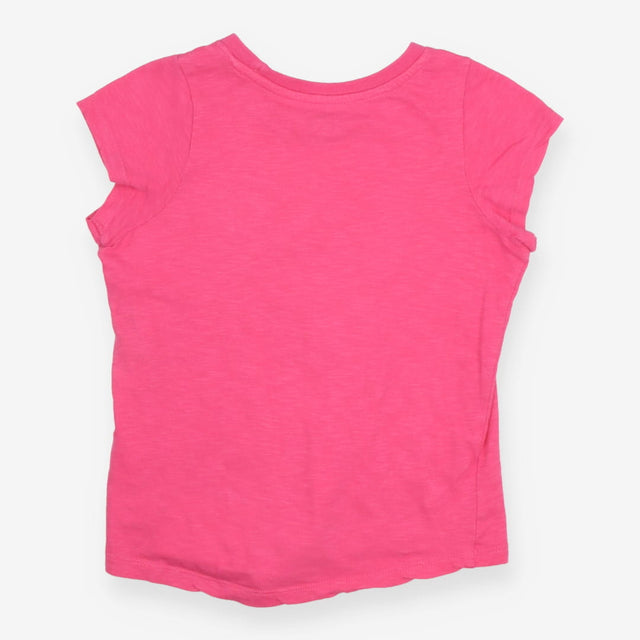 T-Shirt Short Sleeve Pink Flower Heart Applique
