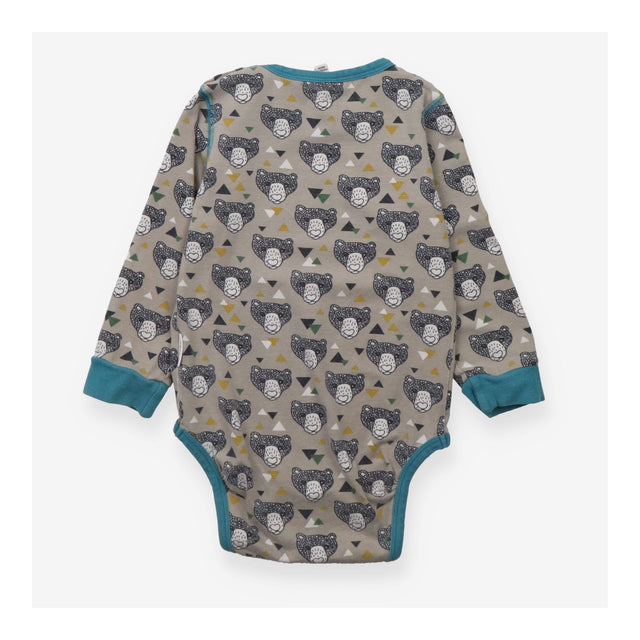 Bodysuit Long Sleeve Grey Bear Appliques