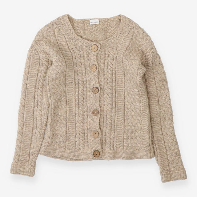 Chunky Wool Cable Knit Cardigan – Beige