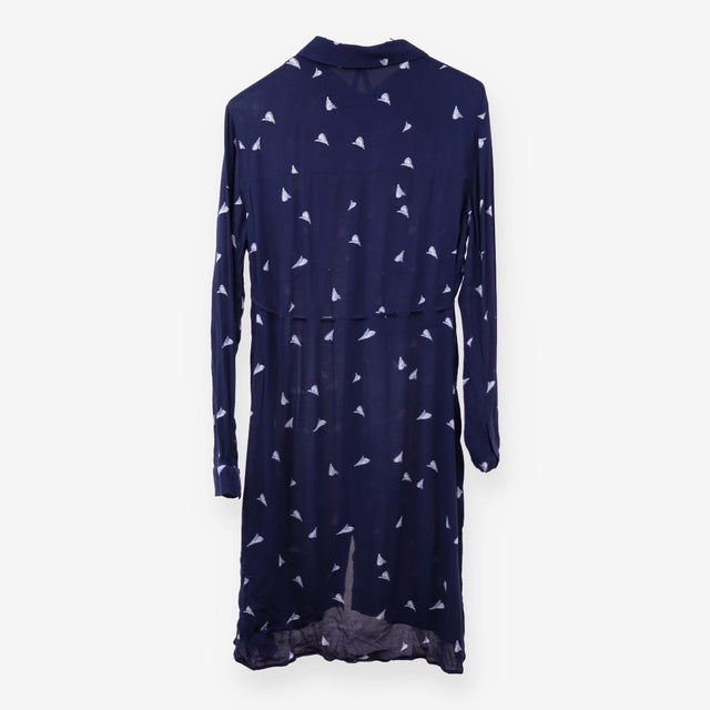 Navy Long Sleeve Midi Shirt Dress Waist Tie Matern