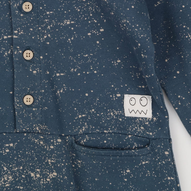 Jersey Long sleeve romper blue with paint splatter