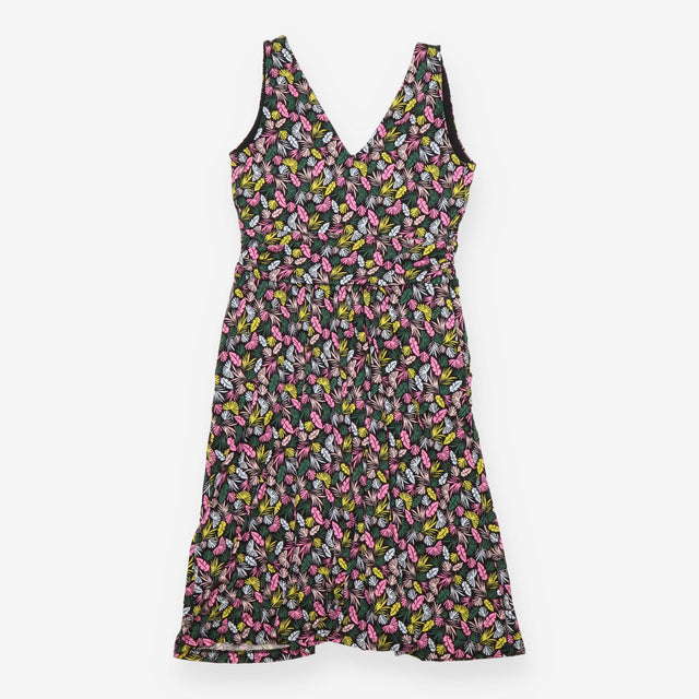 Jersey Crossover Midi Dress Botanical Print Sleeve