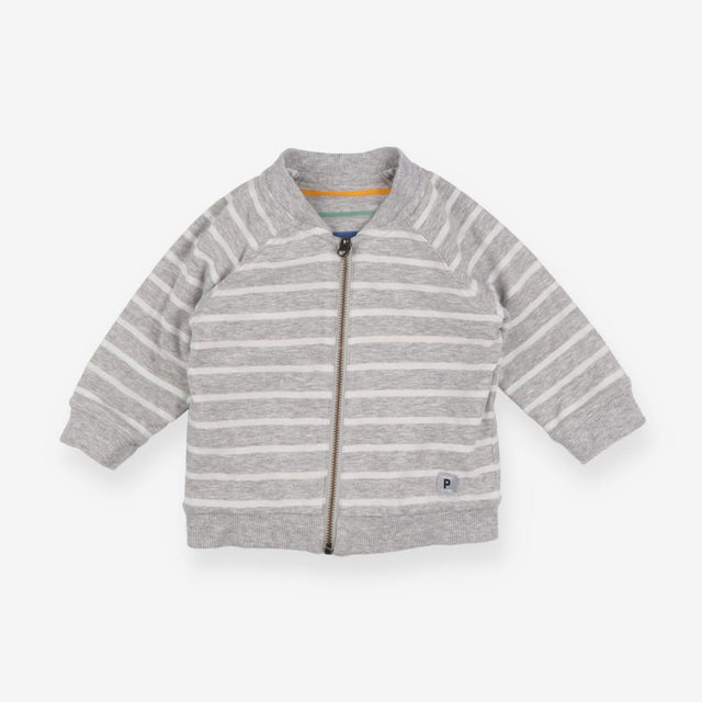 Reversible Sweatshirt zip grey striped pocket
