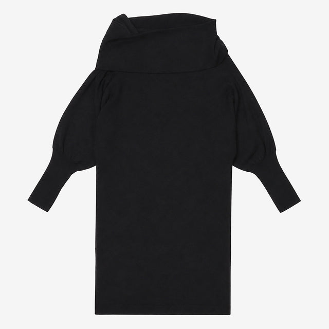 Knit Dress Black Cowl Neck Batwing Sleeve