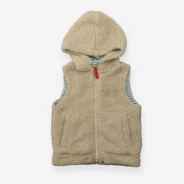 Cream Fleece Gilet Striped Lining