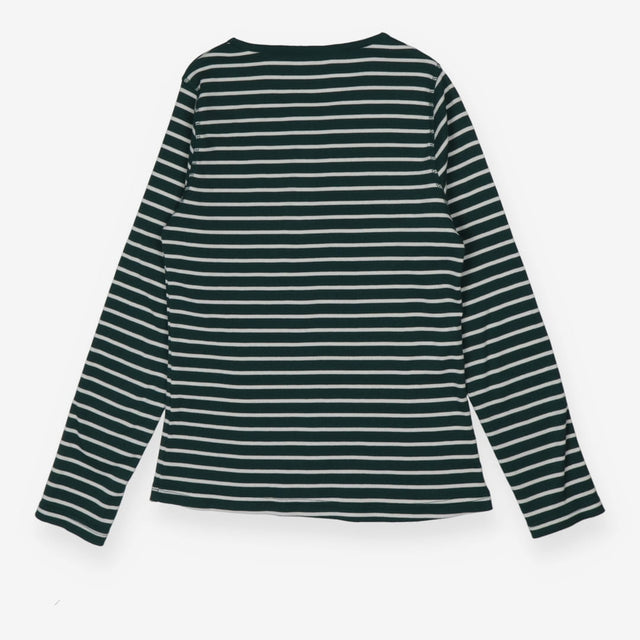 Green and white striped essentials ribbed henley