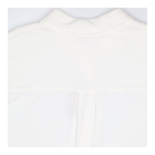 Shirt White Textured Cotton Button Front