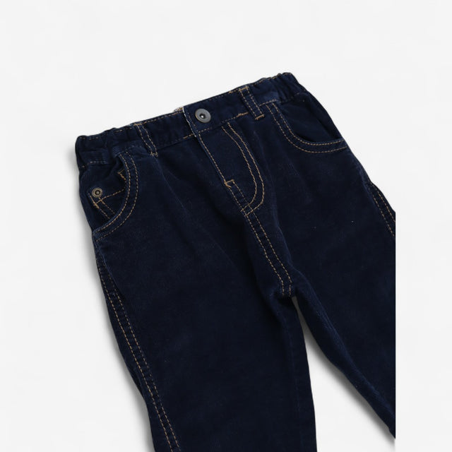 Trousers Navy Cords with Brown Stitching