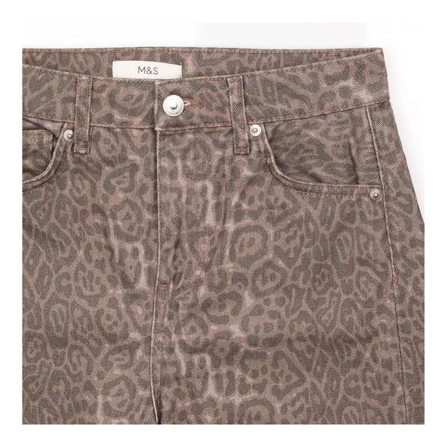 Jeans Leopard Print Straight Leg Regular