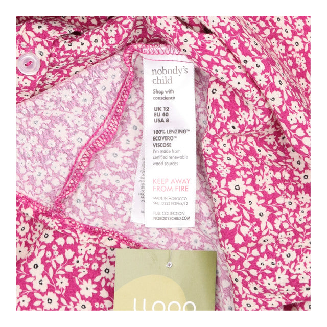 Mini Shirt Dress Pink White Ditsy Floral Print Lon
