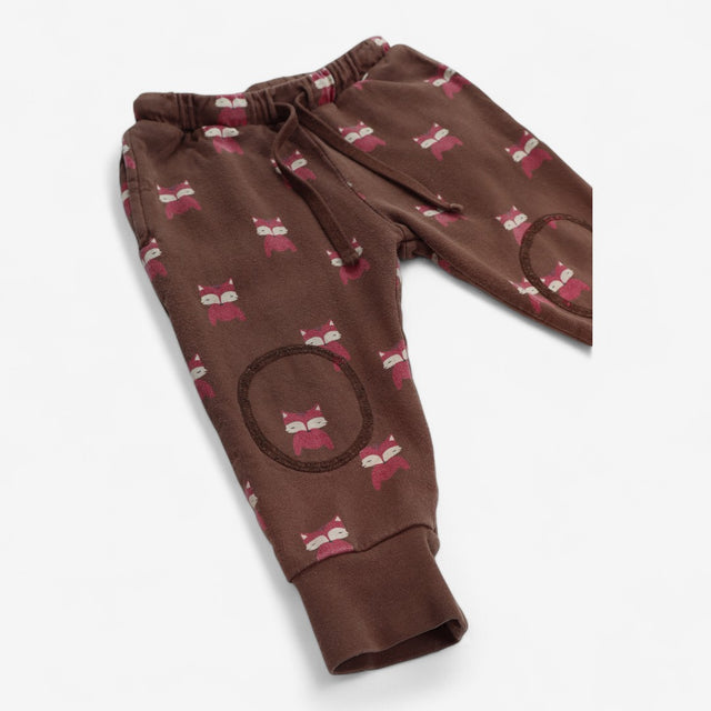 Joggers Brown Knee-patch with Red Foxes