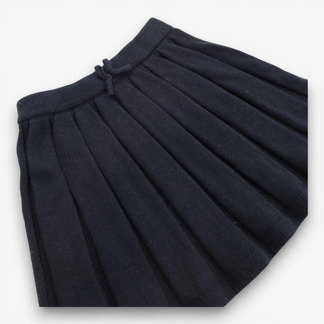 Skirt Black Knit Pleated with Bow