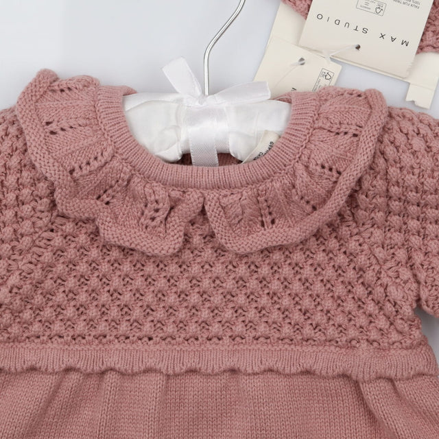 Collared Dress Crochet, Tights and Beret with Pomp