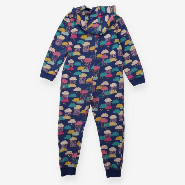 Blue onesie with raincloud applique