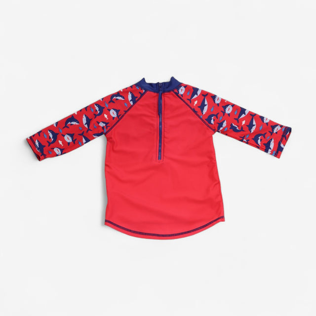 Rash Vest Red and Blue Sharks