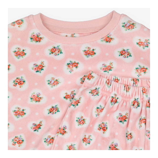 Fleece Pyjama Pink with Flowers Bouquet in White H