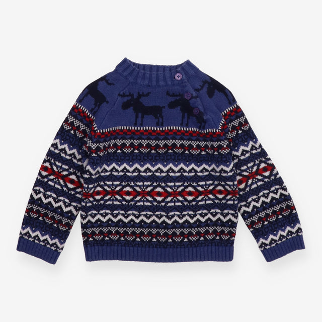 Knit fair isle festive moose sweater