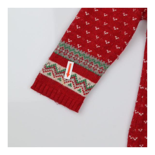 Dress Long Sleeve Knit Red Rudolph Appliques