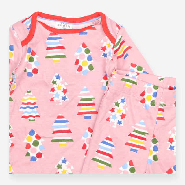 Pink pyjamas with christmas trees