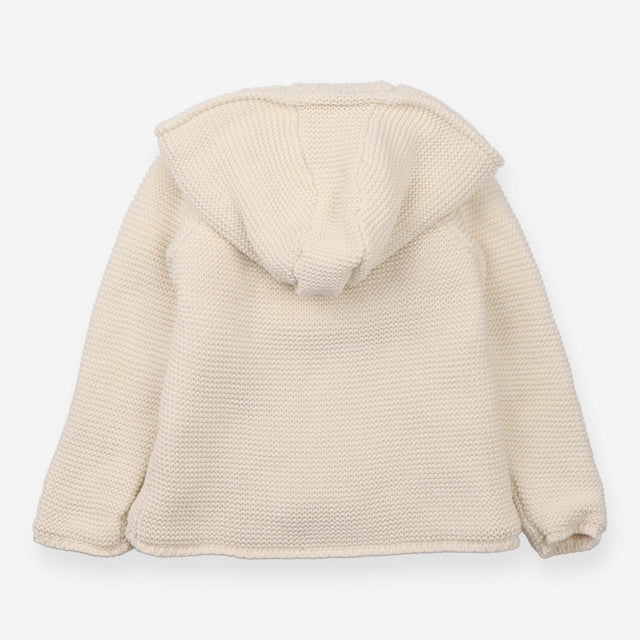 Cardigan Cream Knit Fleece Lined Brown Buttons