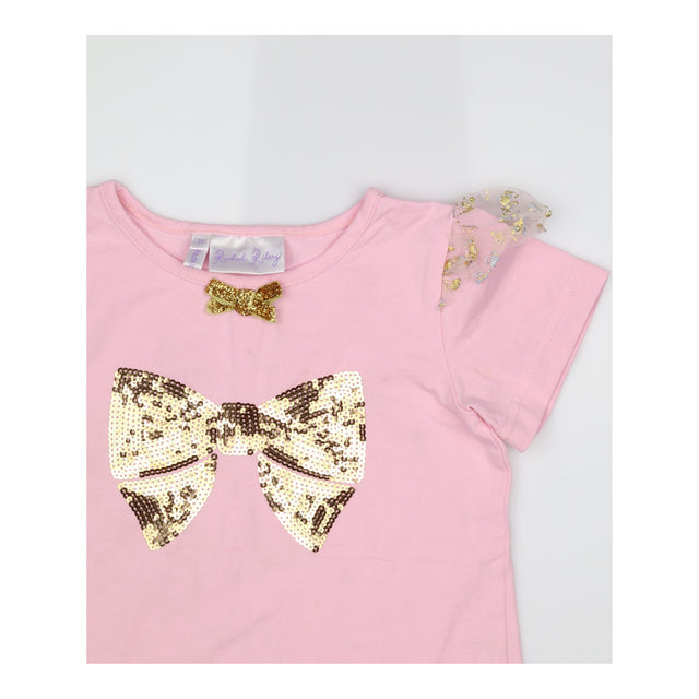 Pink Tutu and T-shirt Outfit with Gold Bows